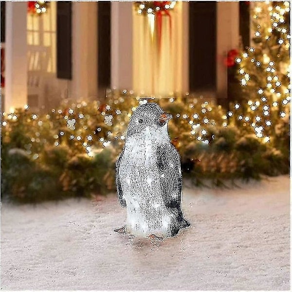 3-pak Lysholdende Pingvin Julepynt PVC Pingvin Julepynt Med LED Mini Lys [HK] Liten