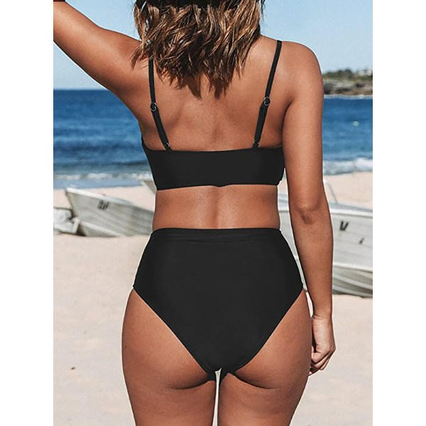 Elegantti ristikkäinen bustier-bikinin setti naisille Musta XL