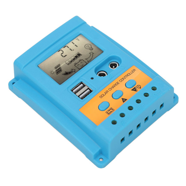 Solcellsladdningsregulator 12V 24V Automatisk Identifiering 2 USB-portar LCD-display Hög Effektivitet för Förseglade Batterier 60A