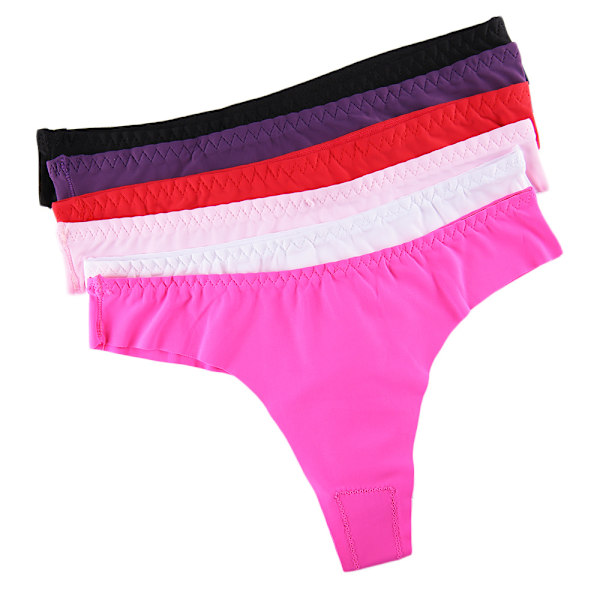 6-pack Sömlösa stringtrosor med spets - 6 färger