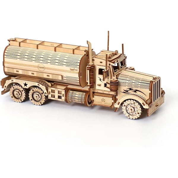 3D Träpussel, Tankbil, Mekaniska Modellkit för Vuxna att Bygga, Trämekaniskt Byggset