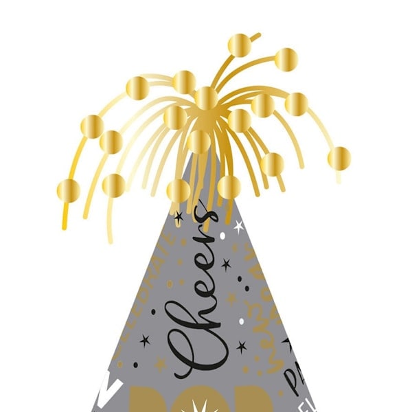 Amscan Foliokarti New Year -juhlalakki Yksi koko Harmaa Harmaa Yksi koko