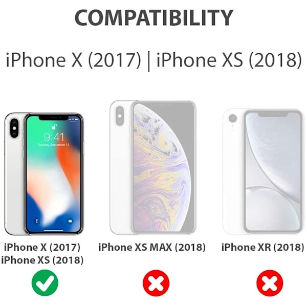 iPhone X/XS -kotelo näytönsuojalla, musta