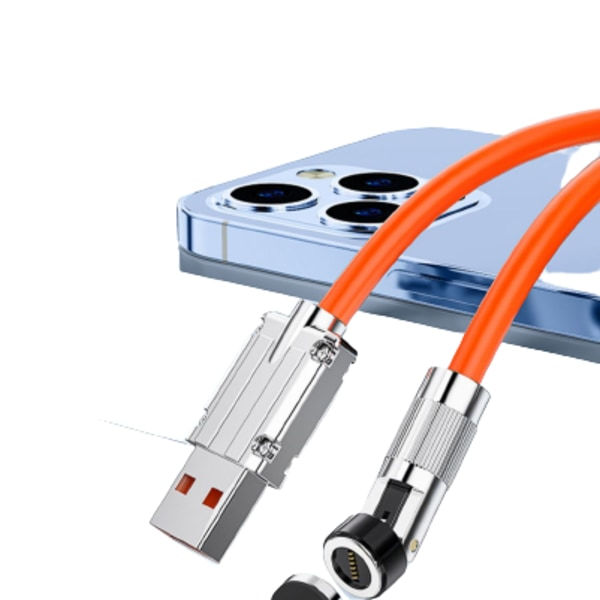 Micro-USB magnetisk laddningskabel 540° rotation Snabbladdning Orange 2 m