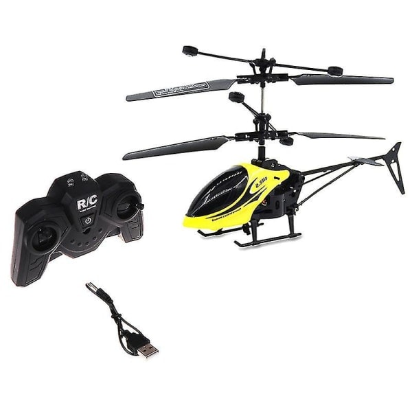 REMAKE USB Laddad RC Helikopter med Ljus, Mini RC Drone med Gyro, Krockssäker RC Leksak för Pojkar, Barnpresent Gul