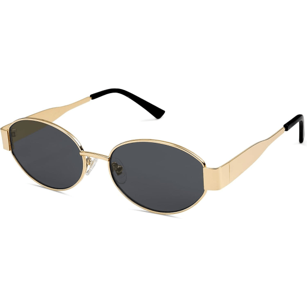 REMAKE SOJOS Retro Oval Solbriller Kompatibel med Kvinder og Mænd Trendy Solbriller Klassiske Skygger UV400 Beskyttelse SJ1217_SSDLV DB Guld-Grå