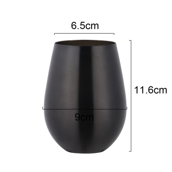 Fars Dag Present - Rostfritt Stål Vin Glas Utan Fot, Bärbar Vin Glas för Poolanvändning - Svart