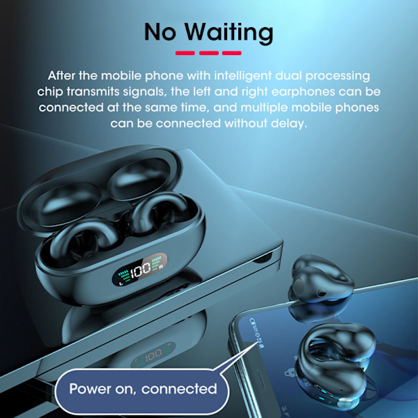 INF Langattomat avokorvakuulokkeet Bluetooth 5.2 Musta