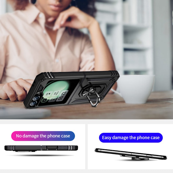 SHELL Samsung Z Flip6 Armor Hybrid Metallring Skal - Svart Svart