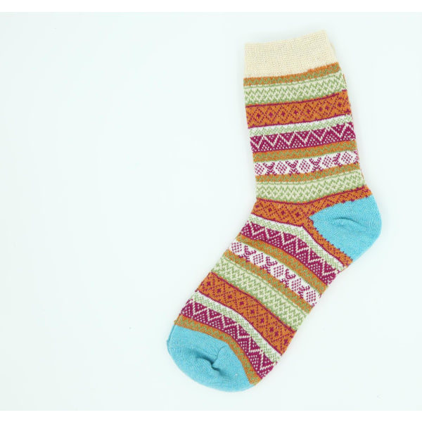5 par stickade strumpor i fina färger och mönster Stripe Multicolor L