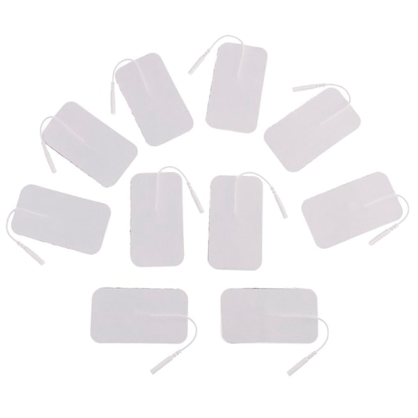 10-pack TENS/EMS-elektrodplattor - Elektroder för massageinstrument Vita 5 x 9 x 0,5 cm