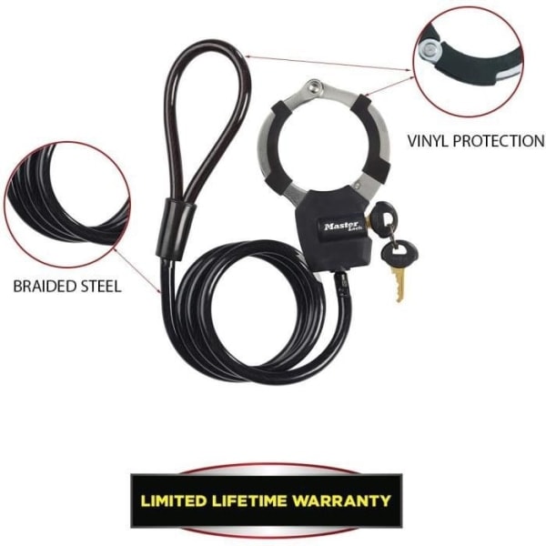 MASTER LOCK Avaimen lukituskaapeli käsiraudoilla - 1 m