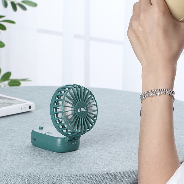 Ny Vikbar Bärbar Mini Fläkt Kreativ Handhållen Fläkt Desktop Tyst Hängande Hals Liten Fläkt (1st) Grön