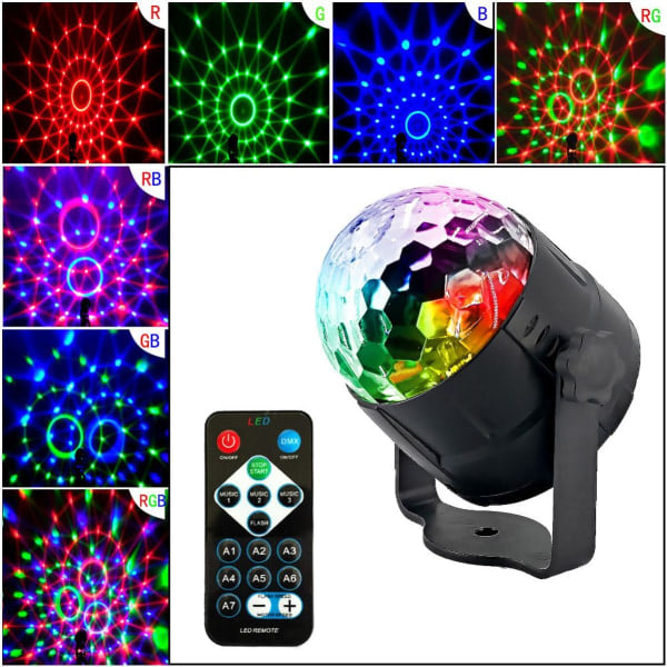 REMAKE Diskotekule LED festlys musikkstyrt diskolys effekter diskolys med USB KLB