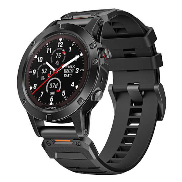 26 mm:n ranneke Garmin Fenix 3/5/5X/6X/7X - Musta