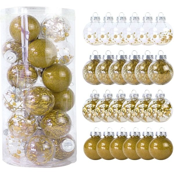 24 st juldekorationer 6 cm/2,36 tum färgad plast transparent