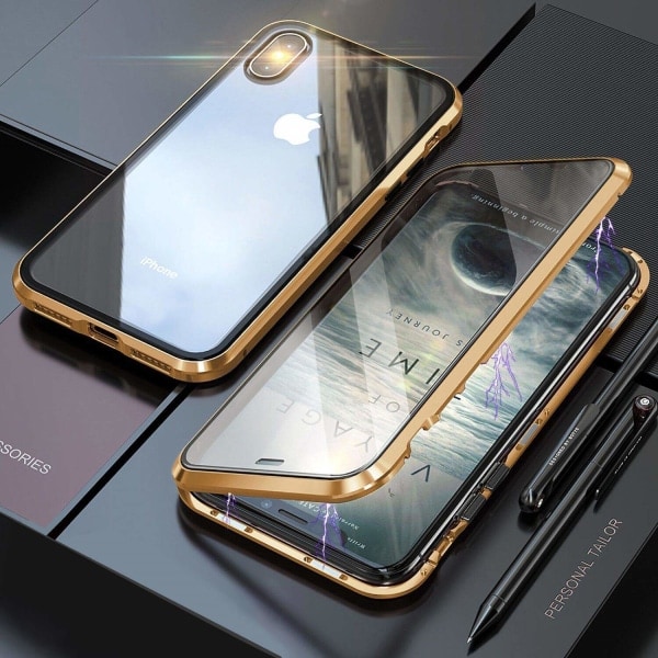 iPhone X/XS etui med skærmbeskytter Guld