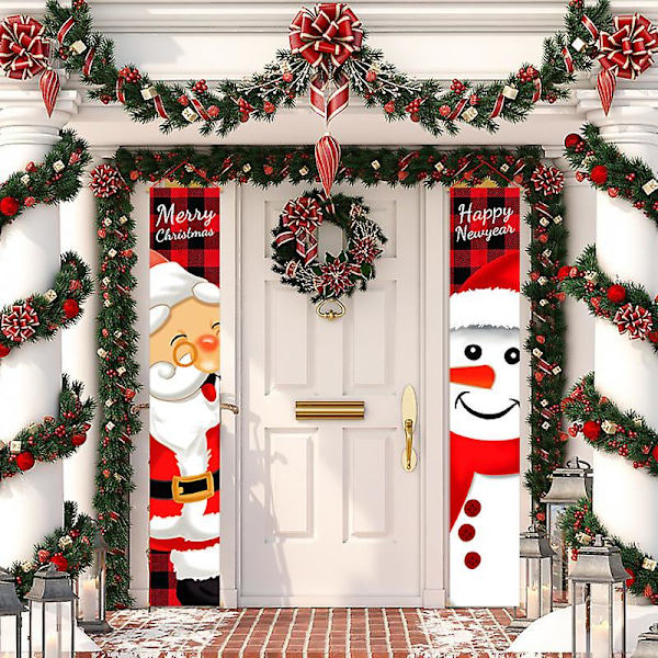 God Jul Dörrbanderoll Veranda Skylt 71 x 12 Tum Hängande Banderoll Flagga för Hem Vägg Inomhus Utomhus Julparty Dekorationer