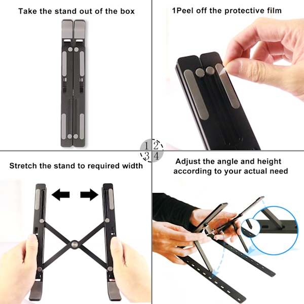 Laptop stand foldbar og justerbar Sort