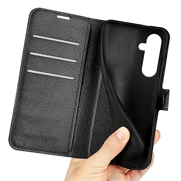 Samsung Galaxy A35 5G Etui Læder Litchi Sort