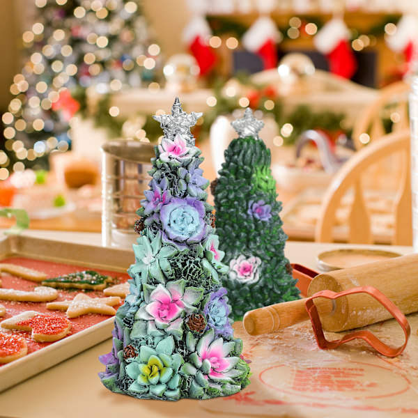 Succulent Julgran, Juldekoration för inomhusbord, Julgranshartsborddekorationer