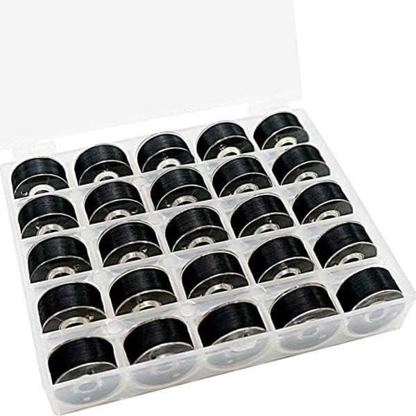 Bobbins with sewing threads 25-pack Black