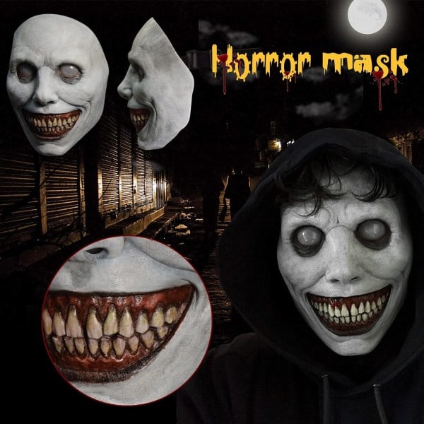 REMAKE Gyser Halloween Maske til Voksne - Smilende Dæmoner Horrormasker Cosplay Gyser Halloween Kostume Rekvisitter til Halloween Fest Karneval Cosplay (1 stk)