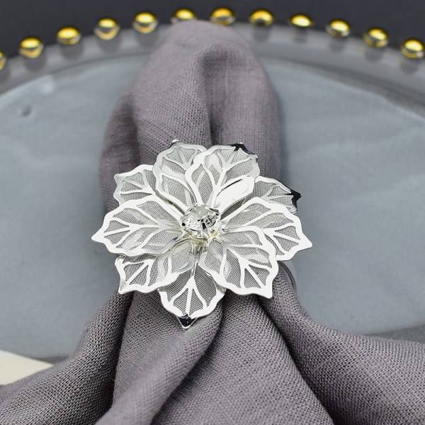 REMAKE (Silver) Set med 12 Legering Hålformade Blomma Servettringar