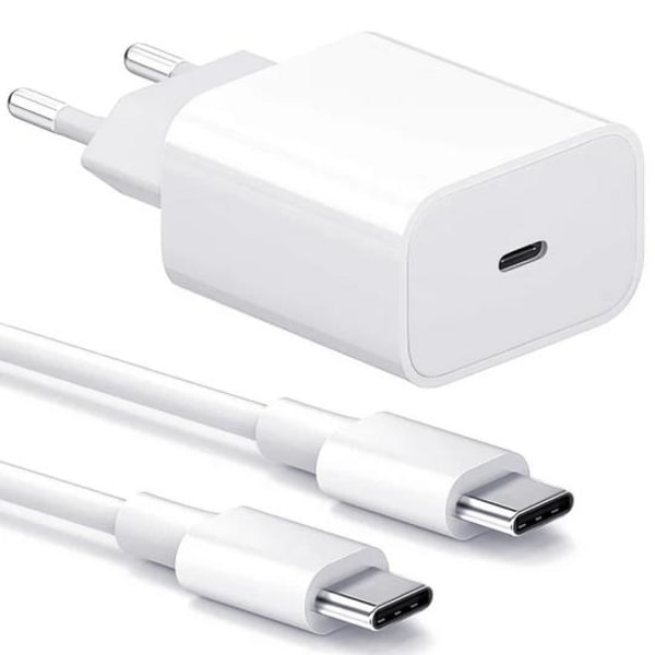 Snabbladdare 20W för Samsung USB-C + 1M USB-C-kabel Vit one size