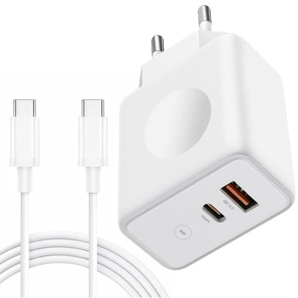 30W 2-Port Nopea Laturi + 20W 1M USB-C - USB-C Kaapeli iPhone 16 Pro Maxille - iPhone 16 Plusille - iPhone 16 Prolle - iPhone 16:lle