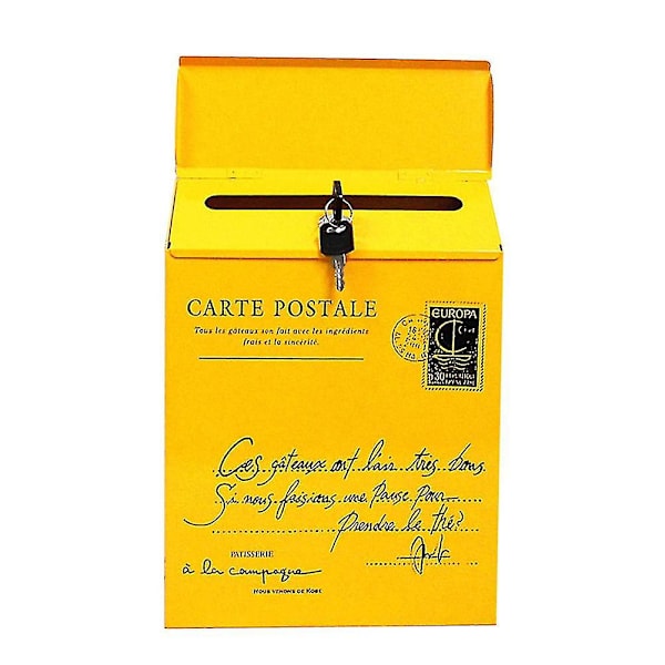 Jernlåst Brevkasse Vintage Veggmontert Postkasse Postbrev Aviskasse Juni 6.1 blue