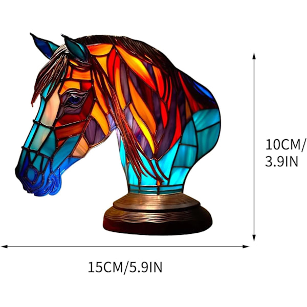 Farvet Glas Dyr Bordlampe, Bohemian Harpiks Dyr Lampe til Soveværelse Stue Hjemmekontor Dekoration Gave (Hest)