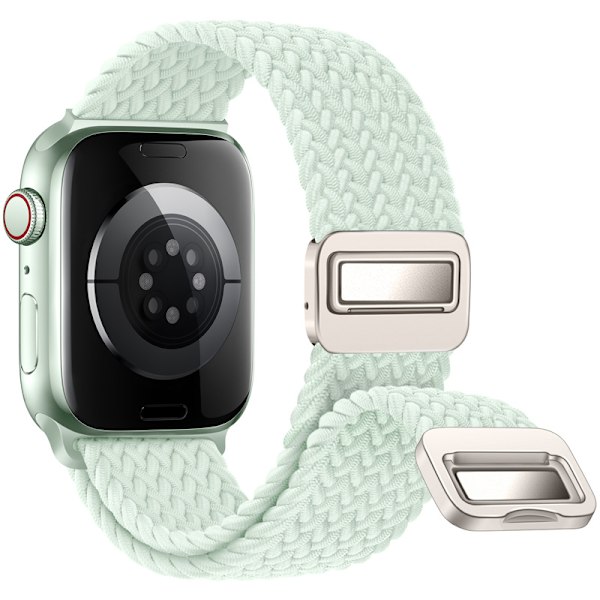 Starlight Nylon Flätat Klockarmband för Apple Watch Grön