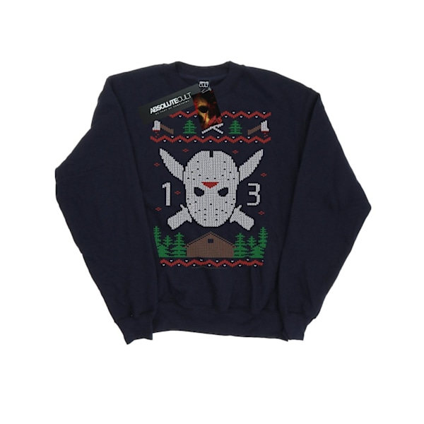 Fredag den 13:e Herrarnas Jul Fair Isle Tröja L Marinblå L