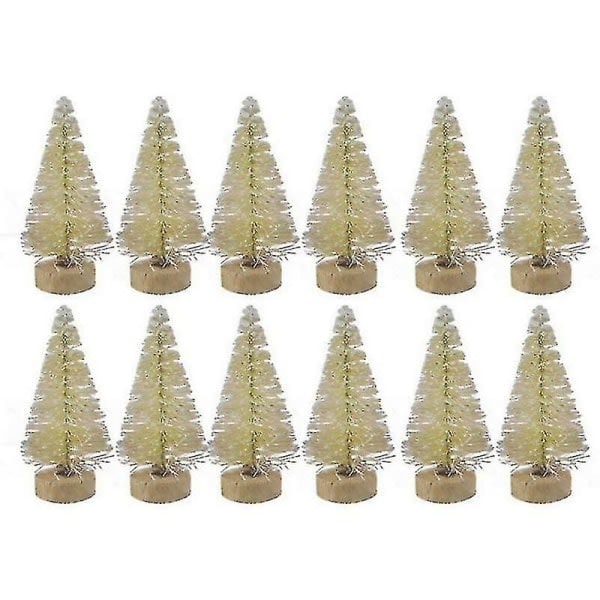 24 st Mini Julgranar Konstgjord Tall Mini Sisal Flaskborste Snö Frost Gran Vit