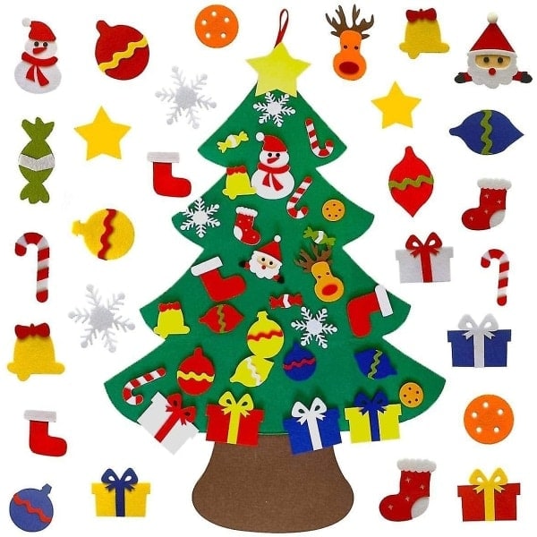 DIY felt Christmas tree with 30 decorations, Christmas gifts for children New Year