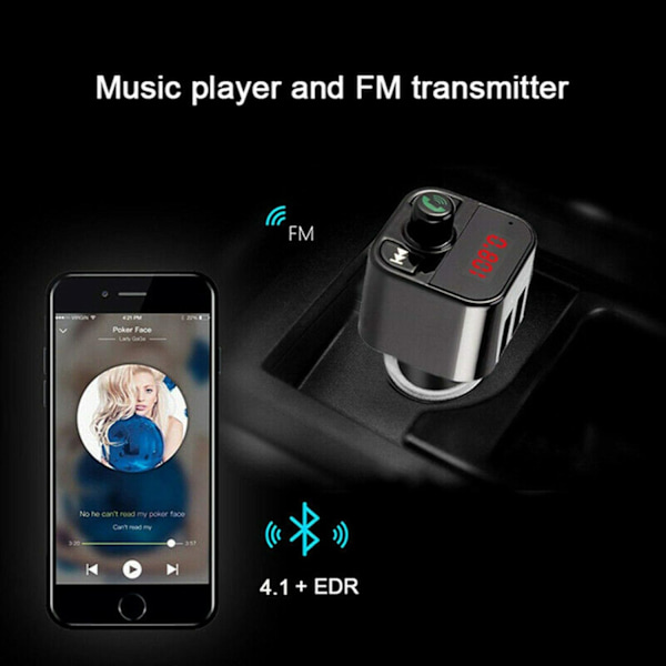 Bil Bluetooth FM-sändare med 2 USB-portar