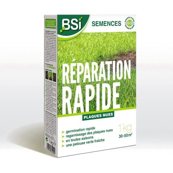 BSI - Nurmikon siemen - Nopea korjaus - Suojakerroksella - Korkea laatu - jopa 50m² - 1Kg