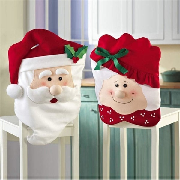 Julstolsöverdrag med Tomte & Fru Tomte för Julfest (1 Par)