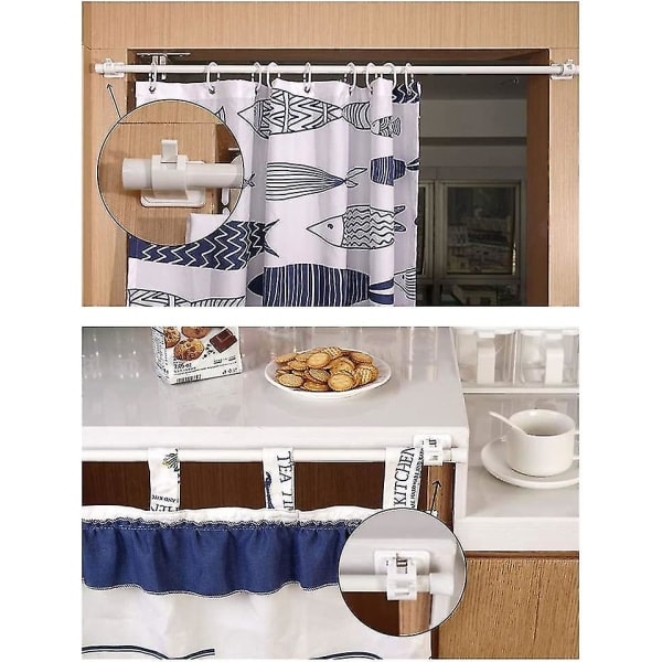 Gardinstångshållare, vit självhäftande draperihållare 2 st