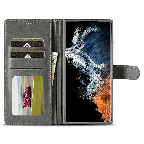 LC.IMEEKE Samsung Galaxy S23 Ultra Skal Läder Grå