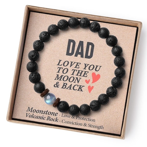 Fars Dag-presenter till Bonuspappa, Styvpappa, från Dotter Son, Unika Pärl armband, Födelsedagspresent, Personlig Bonuspappa 7,5 tum