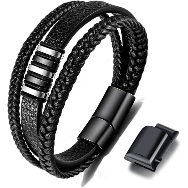 Fars Dag Armband i Svart Läder för Män - Manspresent 23cm