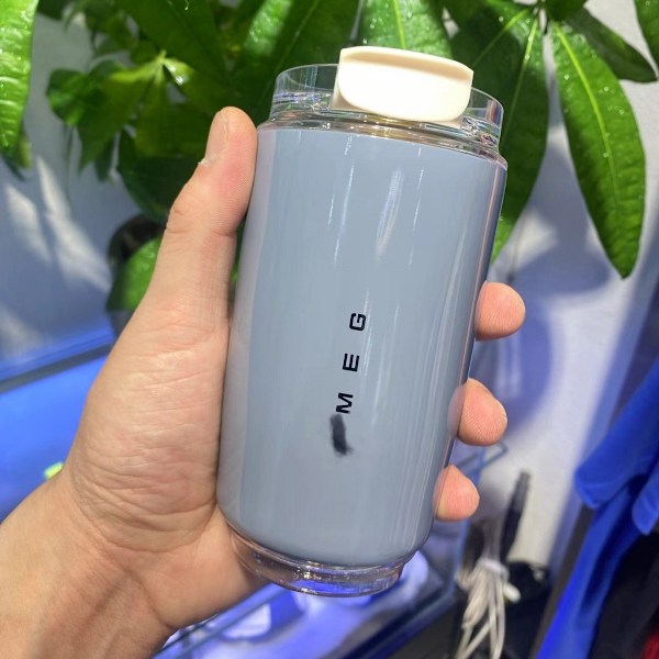 Termoskop med dobbelt væg til varm kaffe, sportsvandflaske med mellemlag af vand, hvid termoskop 350ml