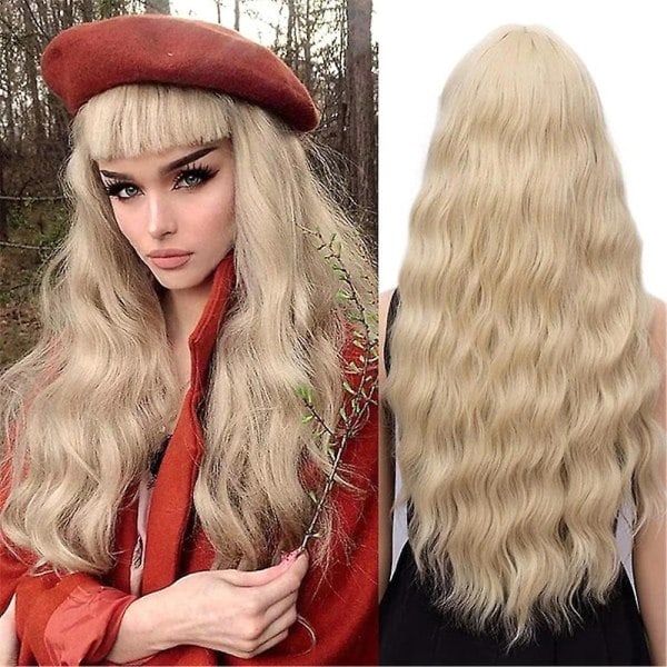 REMAKE Dam Peruk Lång Vågig Fluffig Cosplay Party Lockigt Hjälp Peruker med Lugg