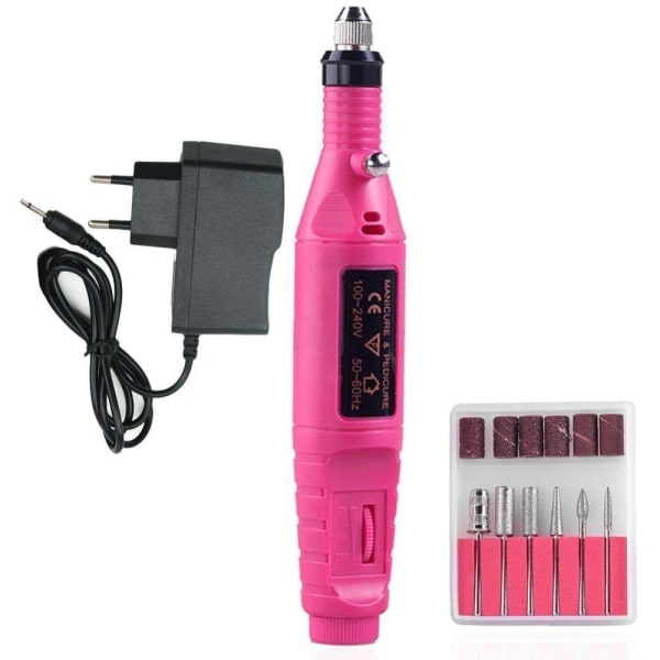 Electric file, electric nail file, 6 bits included Pink