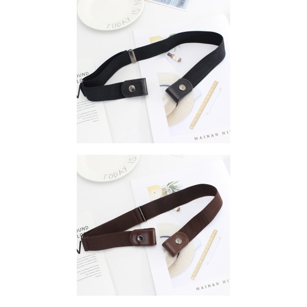 Usynlig Elastisk Bælte Uden Spænde Til Mænd/Kvinder Passer Talje 45-70cm Fars Dag Gave - Sort
