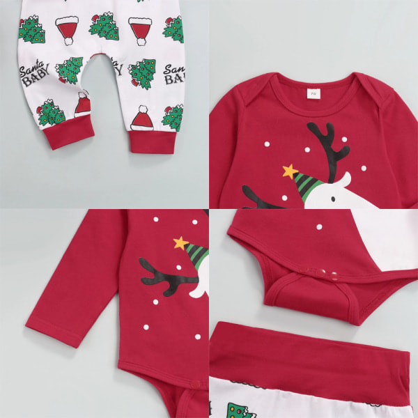 2022 Ny Stil Mote Julejenter Langærmet Baby Jumpsuit