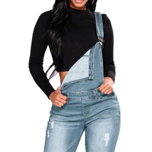 REMAKE Dam Overallbyxor i Denim för Kvinnor, Storlek L