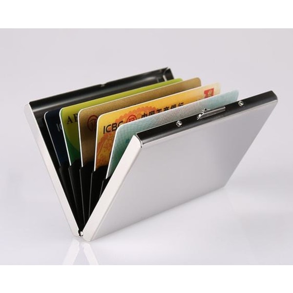 Card holder with compartment - Protects RFID - metal - wallet - Silver Silver